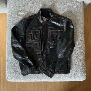 Billy Reid Aged Brown Leather Jacket